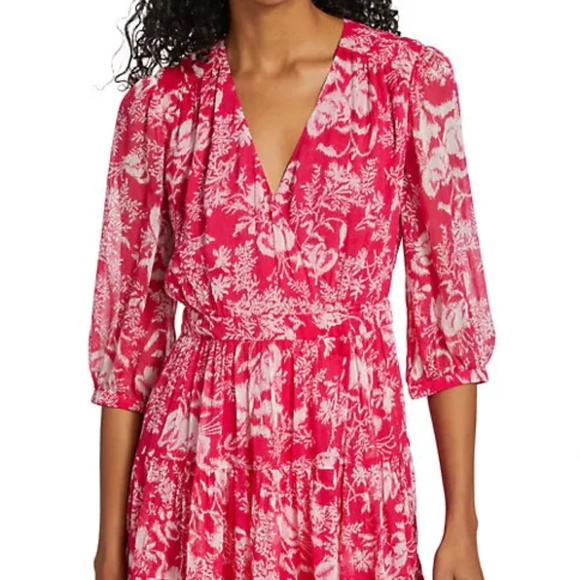 NWOT BA&SH Ulia Printed Surplice Mini Dress Size 1 - Picture 2 of 7